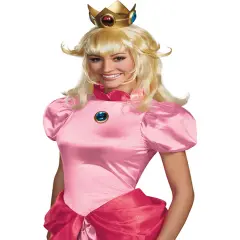 Womens Long Blonde Mario Brothers Princess Peach Costume Accessory Wig