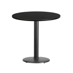 Emma and Oliver 30" Round Laminate Table Top with 18" Round Table Height Base Black