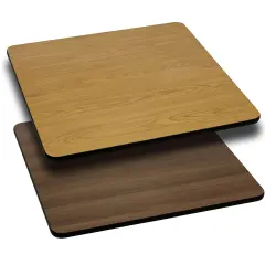 Emma and Oliver 36" Square Table Top with Reversible Laminate Top Natural/Walnut