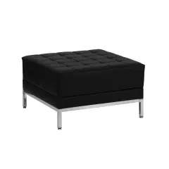 Emma and Oliver Faux Leather Quilted Tufted Living Room/Reception Ottoman Black