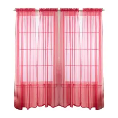 J&V TEXTILES 4-Pack Value: Solid Sheer Window Curtain Panels BRIGHT ROSE