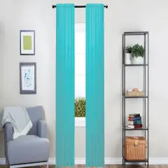 J&V TEXTILES 4-Pack Value: Solid Sheer Window Curtain Panels Teal