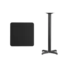 Emma and Oliver 24" Square Laminate Table Top with 22"x22" Bar Height Table Base Black
