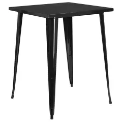 Merrick Lane Rothko Patio Dining Table with Metal Frame and Square Top Black