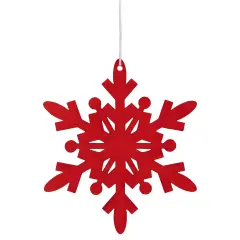 Northlight 6-Point Hanging Wooden Snowflake Christmas Ornament - 7.75" - Red