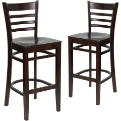 Emma and Oliver Bar Stools |&nbsp;Set of 2 Wood Bar Stools with Back WalnutWood