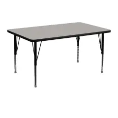 Emma and Oliver 30x48 Rectangle HP Laminate Adjustable Preschool Activity Table Gray
