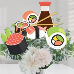 Big Dot of Happiness Let's Roll - Sushi - Japanese Party Centerpiece Sticks - Table Toppers - Set of 15