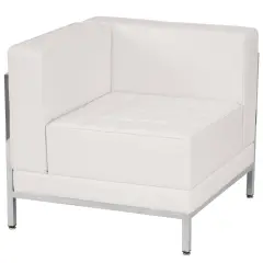 Emma and Oliver Modular Left Corner Quilted Tufted Seat Chair with Encasing Frame Melrose White