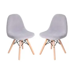 Merrick Lane Set of 2 Children's Lyon Faux Shearling Accent Chairs, Modern Accent Chair For Bedroom, Entryway, and Living Room Gray