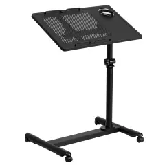Emma and Oliver Adjustable Height Steel Mobile Computer Desk Black