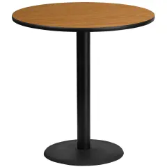 Emma and Oliver 42" Round Laminate Table Top with 24" Round Bar Height Table Base Natural