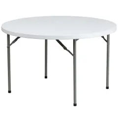 Emma and Oliver 4-Foot Round Plastic Folding Table Granite White