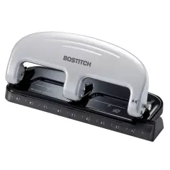 EZ Squeeze&trade; 3-Hole Punch, 20 Sheets, Silver/Black