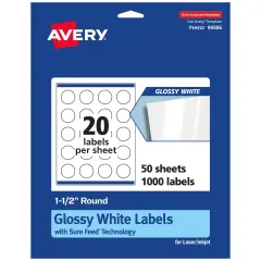 Avery Round Labels with Sure Feed, 1.5" Diameter