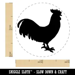Rooster Chicken Standing Solid Self-Inking Rubber Stamp for Stamping Crafting Planners Blue