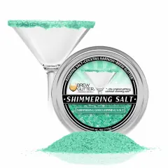 Brew Glitter - Shimmering Green Rimming Salt (4oz, 1x Bar Tin) Edible Glitter Blended Cocktail Garnish for Mixed Drinks and Beverages