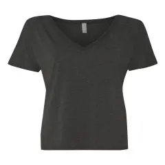 BELLA + CANVAS&reg; Women&rsquo;s Slouchy Short Sleeve V-Neck Tee Dark Grey Heather