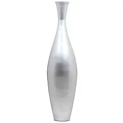 Tall 43 Inch Modern Bamboo Narrow Trumpet Floor Vase - Elegant Home Decoration, Modern Accent Piece, Living Room Decor, Handcrafted Bamboo Art, Contemporary Interior Design, Unique Tall Vase Silver Large