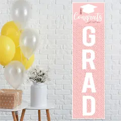 Big Dot of Happiness Rose Gold Graduation Party Door Decoration - Vertical Banner