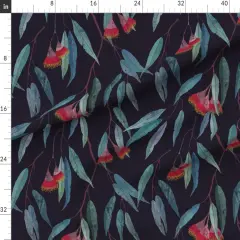 Various Fabrics by the Yard or Fat Quarter Eucalyptus Leaves Flowers Flower Japanese Botanical Tropical Plants Watercolor Print Modern Home Decor Custom Printed Fabric by Spoonflower