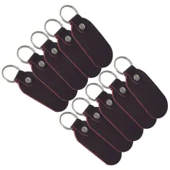 Oval Leather Keychains Kit &ndash; Full-Grain Latigo, 10-Pack, Engraving & Foil Stamping Ready, DIY Personalized Keyrings Burgundy