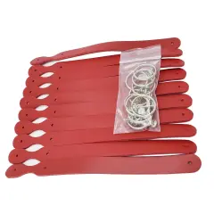 Blank Leather Keychains &ndash; 3/4" Full Grain DIY Kit (10 Pack)-Promotional-Fundraising-Personalized Gifts Red