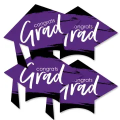 Big Dot of Happiness Purple Graduation - Grad Cap Decorations DIY Party Essentials - Set of 20