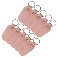 Oval Leather Keychains Kit &ndash; Full-Grain Latigo, 10-Pack, Engraving & Foil Stamping Ready, DIY Personalized Keyrings Blush Pink
