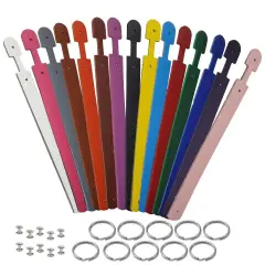 Blank Leather Keychains &ndash; DIY Engraving Kit, Pack of 10 (&frac34;" x 4.5") ALL 18 Colors