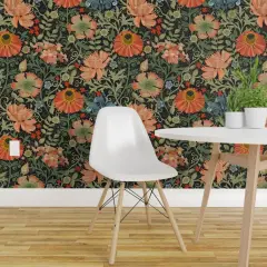 Peel & Stick Wallpaper 2FT Wide Maximalist Floral Art Nouveau Large Scale Flowers Flower Garden Victorian Inspired Custom Removable Wallpaper by Spoonflower