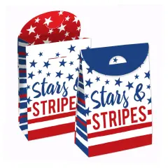 Big Dot of Happiness Stars & Stripes - Patriotic Gift Favor Bags - Party Goodie Boxes - Set of 12