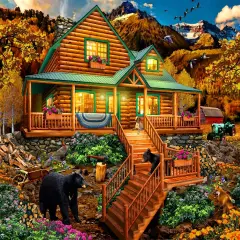 Sunsout Mountain Cabin Visitors 1000 pc Large Pieces Jigsaw Puzzle 46008