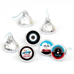 Big Dot of Happiness Let's Go Racing - Racecar - Baby Shower or Birthday Round Candy Sticker Favors - Labels Fits Chocolate Candy (1 sheet of 108)