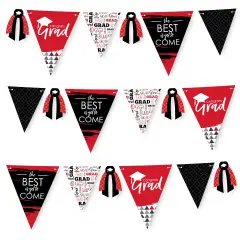 Big Dot of Happiness 30 Piece Red Graduation Party Pennant Triangle Banner