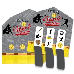 Big Dot of Happiness Grand Slam - Fastpitch Softball - Birthday Party or Baby Shower Game Pickle Cards - Pull Tabs 3-in-a-Row - Set of 12
