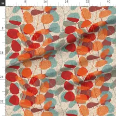 Various Fabrics by the Yard or Fat Quarter Botanical Leaves Faux Textured Red Brown Floral Nature Orange Branches Gray Lunaria Custom Printed Fabric by Spoonflower