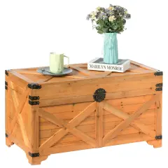 Barn Design Large Decorative Farmhouse Wooden Storage Trunk Chest