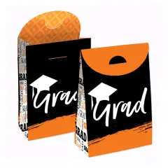 Big Dot of Happiness Orange Grad - Best is Yet to Come - Orange Graduation Gift Favor Bags - Party Goodie Boxes - Set of 12