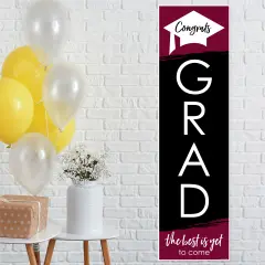 Big Dot of Happiness Maroon Graduation Party Door Decoration - Vertical Banner
