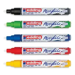 Edding Acrylic Paint Markers - Basic Colors, Set of 5, Medium