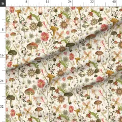 Various Fabrics by the Yard or Fat Quarter Vintage Style Floral Victorian Flowers Nature Poppies Romantic Botanical Woods mushrooms Toadstool Custom Printed Fabric by Spoonflower