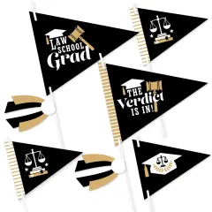Big Dot of Happiness Law School Grad - Triangle Future Lawyer Graduation Party Photo Props - Pennant Flag Centerpieces - Set of 20