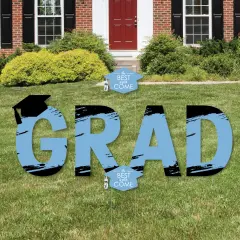 Big Dot of Happiness Light Blue Graduation Party Yard Signs - Outdoor Lawn Decorations - GRAD