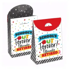 Big Dot of Happiness Teacher Retirement - Happy Retirement Gift Favor Bags - Party Goodie Boxes - Set of 12