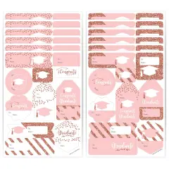 Big Dot of Happiness Rose Gold Grad - Assorted Graduation Party Gift Tag Labels - To and From Stickers - 12 Sheets - 120 Stickers
