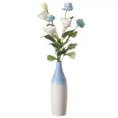 Modern Decorative Ceramic Table Vase Ripped Design Bottle Shape Flower Holder White