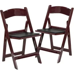 Emma and Oliver Folding Chair - Resin&ndash; 2 Pack 800LB Weight Capacity Event Chair Red Mahogany