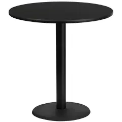 Emma and Oliver 42" Round Laminate Table Top with 24" Round Bar Height Table Base Black