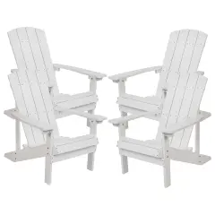 Merrick Lane Set of 4 Riviera All-Weather Poly Resin Wood Adirondack Chairs White